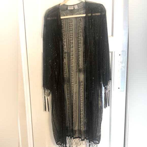 Chico's Kimonos & Yukatas Vintage Chicos Long Beaded Sequins